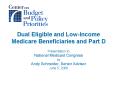 Dual Eligible and Low-Income Medicare Beneficiaries and Part D PowerPoint PPT Presentation