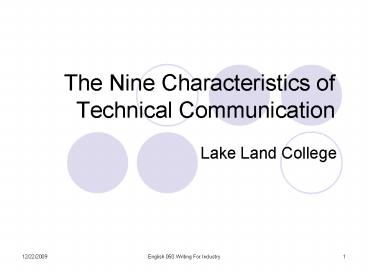 The Nine Characteristics of Technical Communication