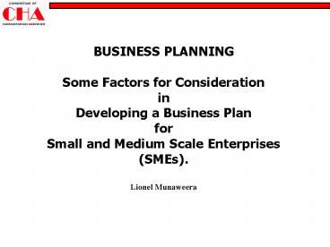 BUSINESS PLANNING