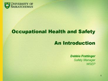 Occupational Health and Safety An Introduction