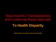 Steps toward a Transdisciplinary and Community-Based Approach PowerPoint PPT Presentation