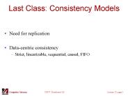 Last Class: Consistency Models