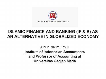 ISLAMIC FINANCE AND BANKING IF