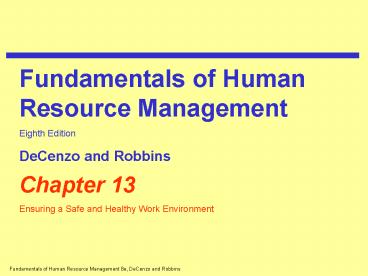 Ensuring a Safe and Healthy Work Environment