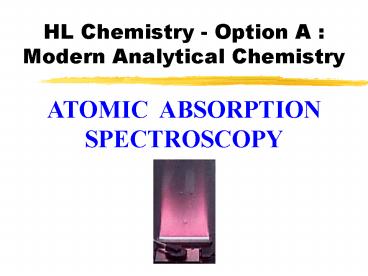 HL Chemistry - Option A : Modern Analytical Chemistry