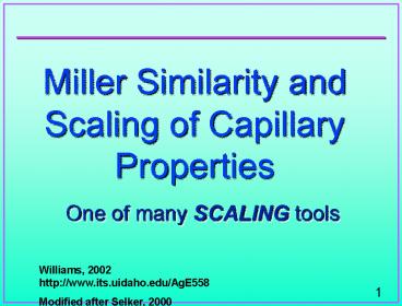 Miller Similarity and Scaling of Capillary Properties