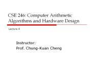 CSE 246: Computer Arithmetic Algorithms and Hardware Design