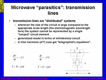 Microwave parasitics: transmission lines