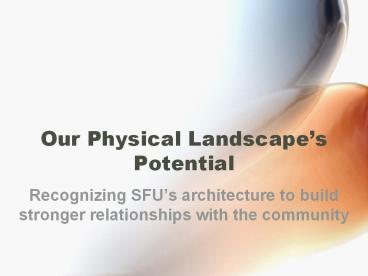 Our Physical Landscape