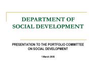 DEPARTMENT OF SOCIAL DEVELOPMENT