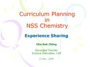 Curriculum Planning in NSS Chemistry