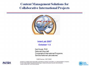 Content Management Solutions for Collaborative International Projects