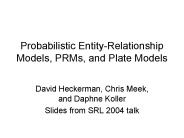 Probabilistic EntityRelationship Models, PRMs, and Plate Models
