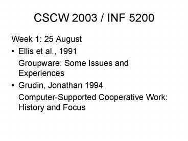 CSCW 2003 INF 5200