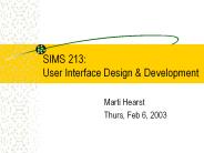 SIMS 213: User Interface Design