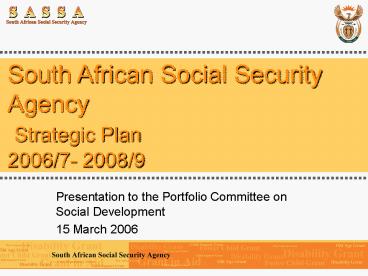 South African Social Security Agency Strategic Plan