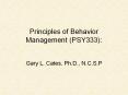 Principles of Behavior Management (PSY333): PowerPoint PPT Presentation
