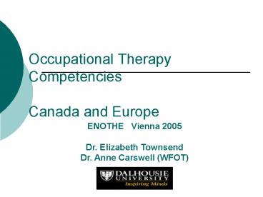 Occupational Therapy Competencies Canada and Europe