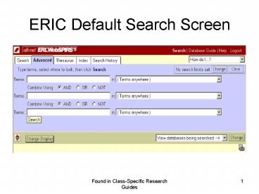 ERIC Default Search Screen