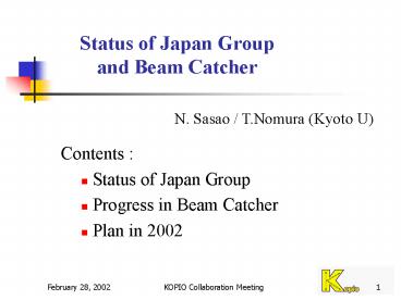 Status of Japan Group and Beam Catcher