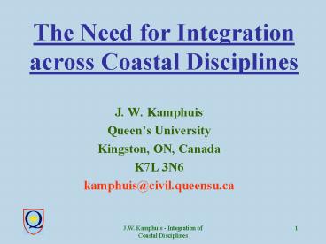 The Need for Integration across Coastal Disciplines