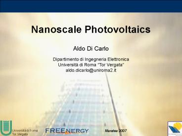 Nanoscale Photovoltaics