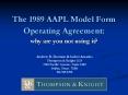 The 1989 AAPL Model Form Operating Agreement: why are you not using it PowerPoint PPT Presentation
