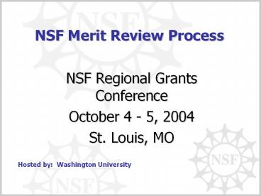 NSF Merit Review Process