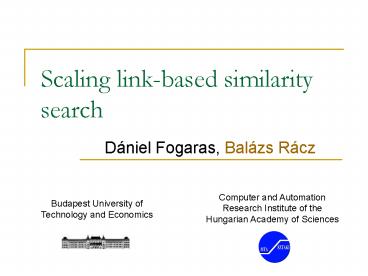 Scaling linkbased similarity search