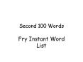 Second 100 Words PowerPoint PPT Presentation