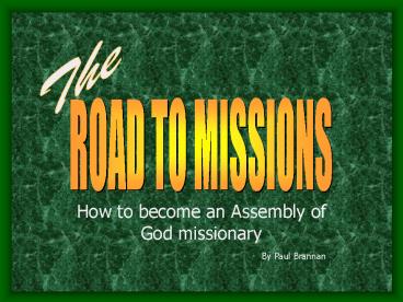 How to become an Assembly of God missionary