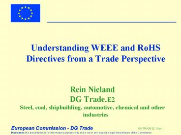 Understanding WEEE and RoHS Directives from a Trade Perspective