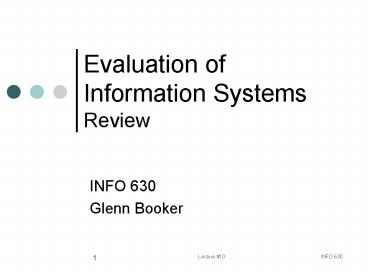 Evaluation of Information Systems Review