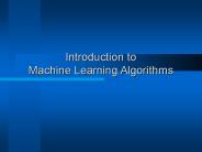 Introduction to Machine Learning Algorithms