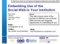 Embedding Use of the Social Web in Your Institution PowerPoint PPT Presentation