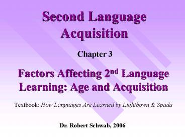 Second Language Acquisition
