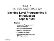 Machine-Level Programming I: Introduction Sept. 8, 1998
