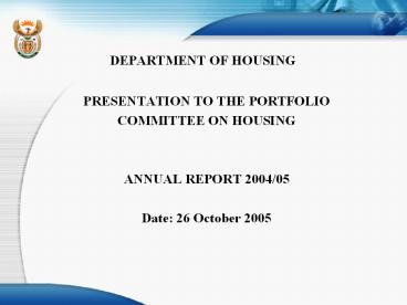 DEPARTMENT OF HOUSING