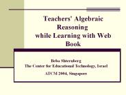 Teachers' Algebraic Reasoning while Learning with Web Book