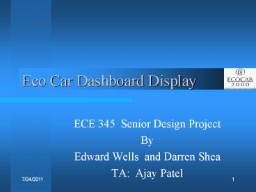 Eco Car Dashboard Display