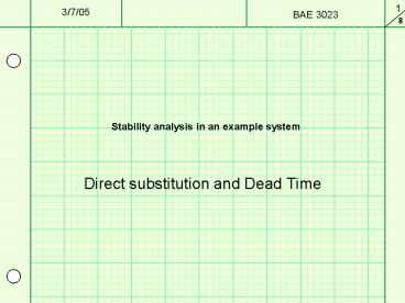 Stability Analysis In An Example System Presentation Free To View