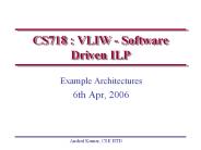 CS718 : VLIW - Software Driven ILP