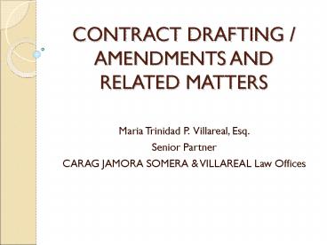 CONTRACT DRAFTING AMENDMENTS AND RELATED MATTERS