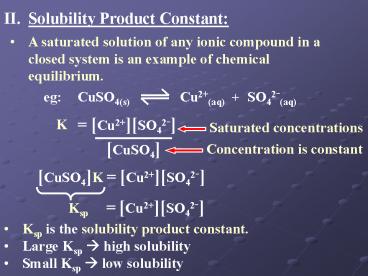 Solubility Product Constant: