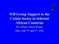 WB Group Support to the Cotton Sector in Selected African Countries PowerPoint PPT Presentation