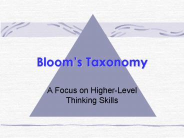 Blooms Taxonomy