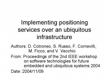 Implementing positioning services over an ubiquitous infrastructure