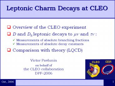 Overview of the CLEO experiment