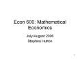 Econ 600: Mathematical Economics PowerPoint PPT Presentation