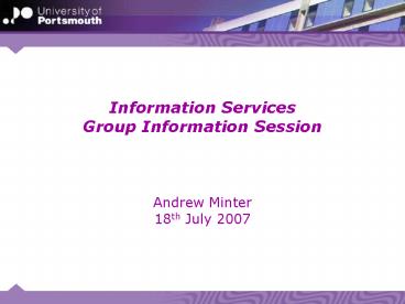 Information Services Group Information Session